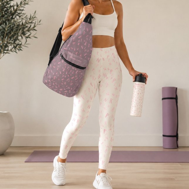 Leggings Patrón de letra rosa acuarela marfil moderno (Subido por el creador)