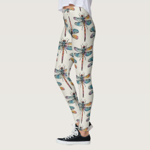 Leggings Patrón de libélula colorido