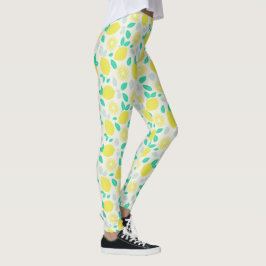 Leggings Patrón de limón de verano en crema