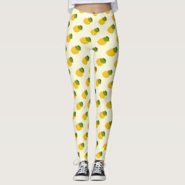 Leggings Patrón de limón fruta de cítricos amarillos y verd