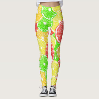 Leggings Patrón de limón, naranja, toronja y lima