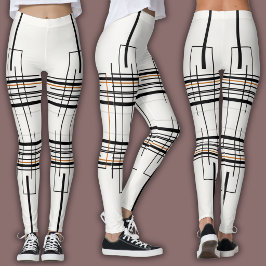 Leggings Patrón de línea abstracta | Cuadrícula urbana