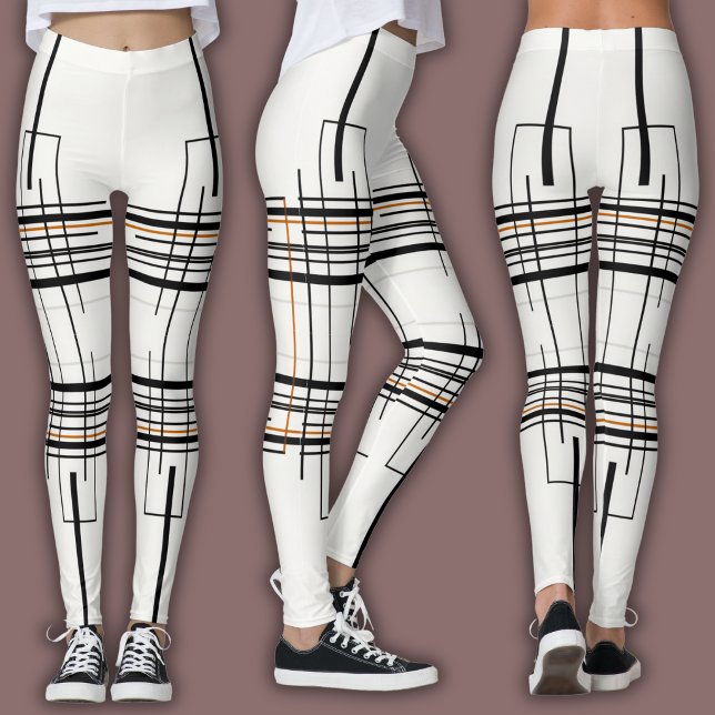 Leggings Patrón de línea abstracta | Cuadrícula urbana (Subido por el creador)