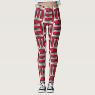 Leggings Patrón de línea abstracta rojo y negro