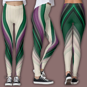 Leggings Patrón de línea abstracto   Púrpura y azul turques