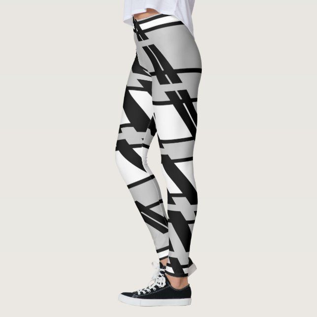 Leggings Patrón de línea aérea de resumen blanco negro mode (Izquierda)