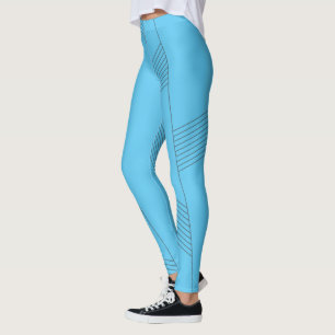 Leggings Patrón de línea azul, simple, elegante y abstracto
