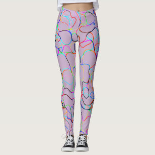 Leggings Patrón de línea de curva multicolor