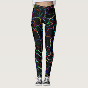 Leggings Patrón de línea de curva multicolor neón -GUAY