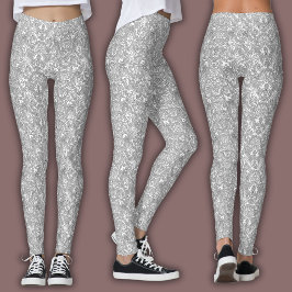 Leggings Patrón de línea topográfica | Blanco y negro