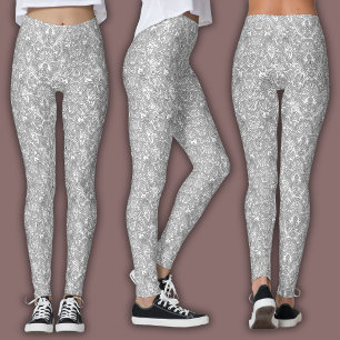 Leggings Patrón de línea topográfica Blanco y negro