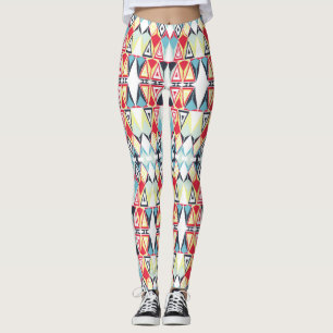 Leggings Patrón de línea tribal geométrica abstracta