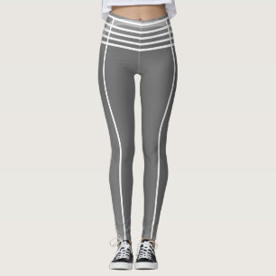Leggings Patrón de líneas grises y blancas en el atletismo 