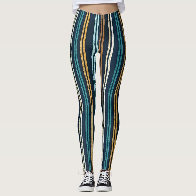 Leggings patrón de líneas verticales abstractas (Anverso)