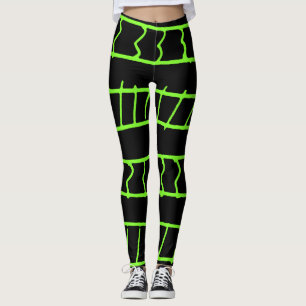 Leggings Patrón de líneas y formas sobre fondo negro