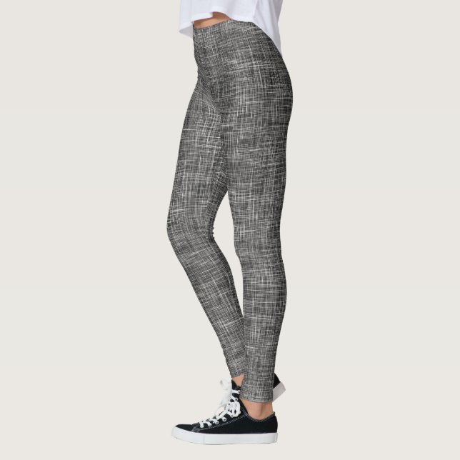 Leggings Patrón de lino de tweed negro (Izquierda)