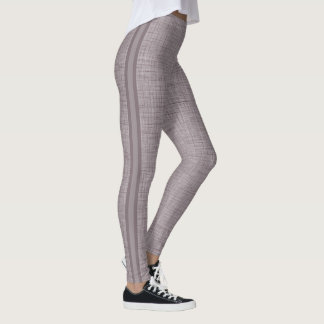 Leggings Patrón de Lino Neutro en Marrón Taupe Suave