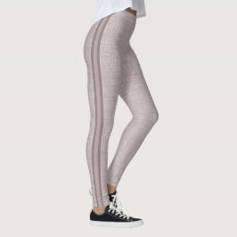 Leggings Patrón de Lino Neutro en Rosa Beige Suave