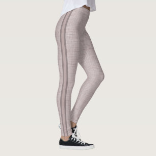 Leggings Patrón de Lino Neutro en Rosa Beige Suave