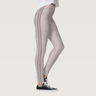 Leggings Patrón de Lino Neutro en Rosa Beige Suave