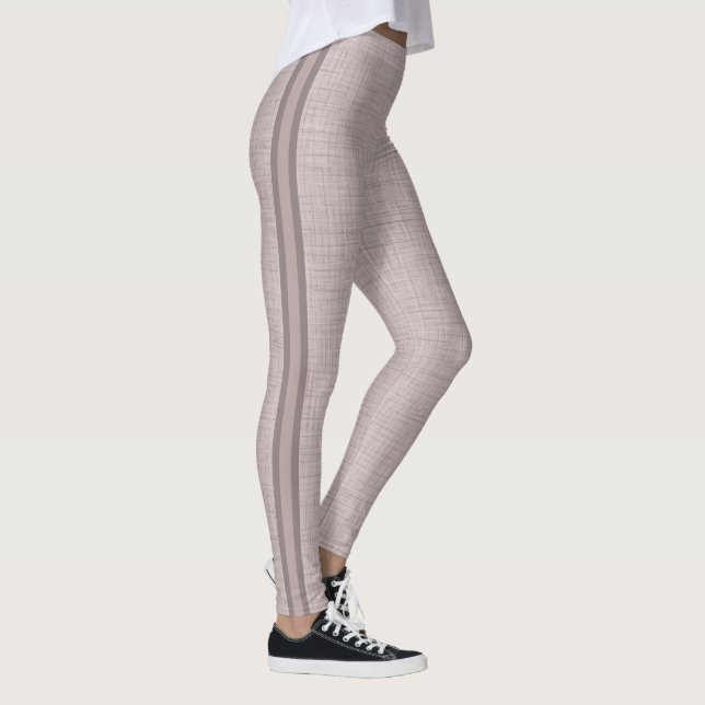Leggings Patrón de Lino Neutro en Rosa Beige Suave (Derecha)