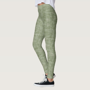 Leggings Patrón de lino tweed verde salvia