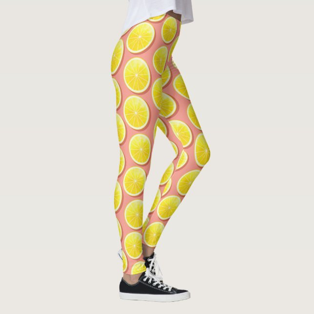 Leggings Patrón de lonas de limón de verano (Derecha)