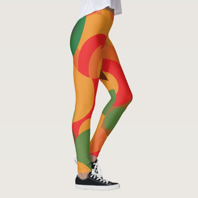 Leggings Patrón de los círculos coloridos del siglo medio (Derecha)