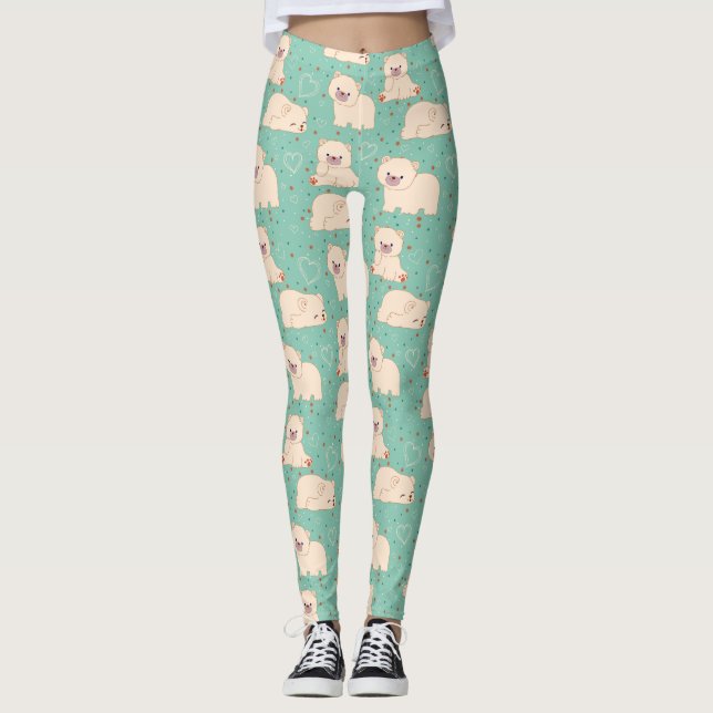 Leggings Patrón de los osos blancos (Anverso)