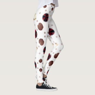 Leggings Patrón de loto y rana en tonos terrosos
