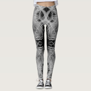 Leggings Patrón de luces caleidoscópicas en blanco y negro