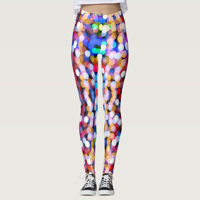 Leggings Patrón de luces de brillo coloridas (Anverso)