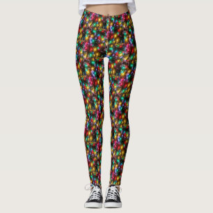 Leggings Patrón de luces de Navidades locos