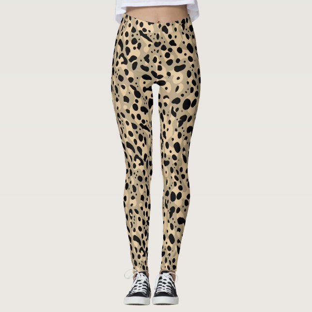Leggings Patrón de lugares de leopardo de Sepia marrón abst (Anverso)
