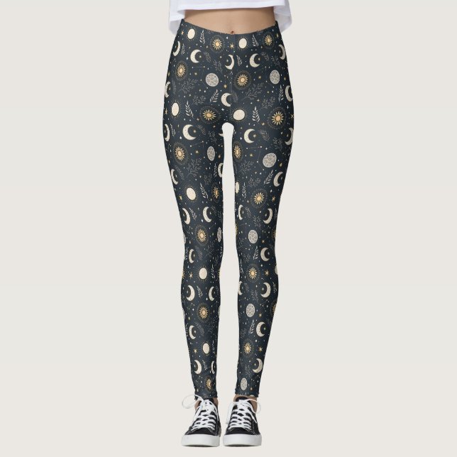 Leggings Patrón de Luna Celestial Mística  (Anverso)