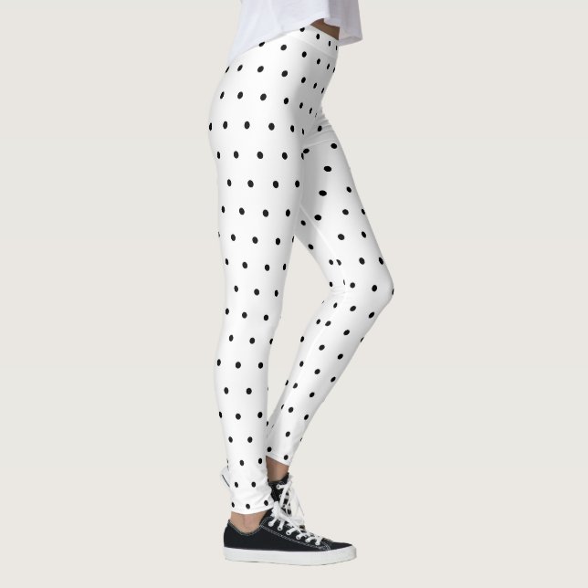 Leggings Patrón de lunares blancos negros lindos (Derecha)