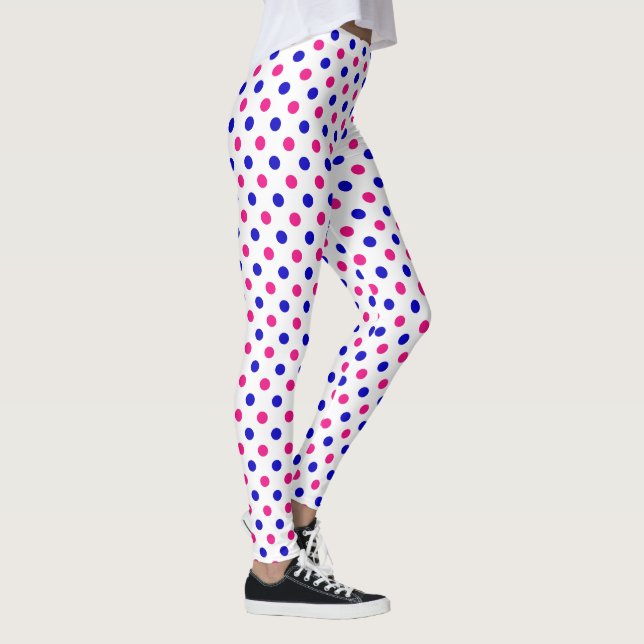 Leggings Patrón de lunares blancos rosas y azules (Derecha)