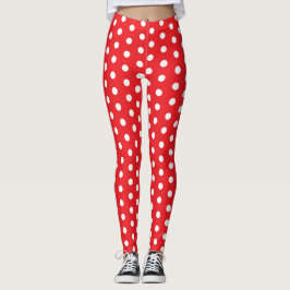 Leggings Patrón de lunares blancos y rojos