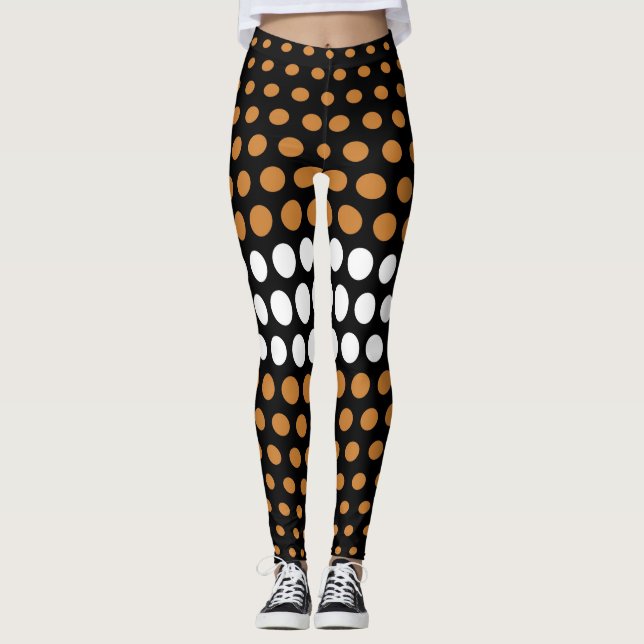 Leggings Patrón de lunares de bronce y blanco (Anverso)