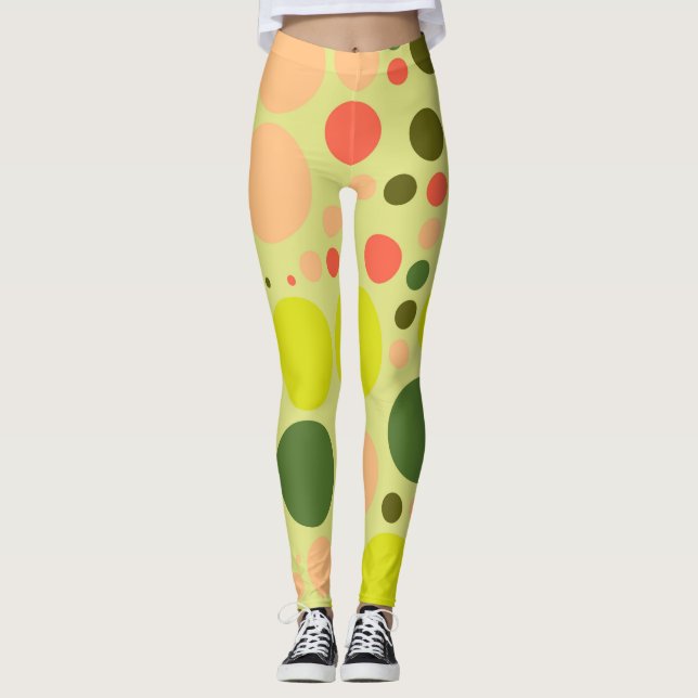 Leggings Patrón de lunares de color retro #9 (Anverso)