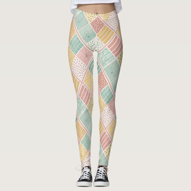 Leggings Patrón de lunares geométricos de menta moderna a c (Anverso)