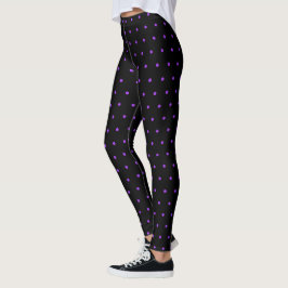 Leggings Patrón de lunares morados negros lindos