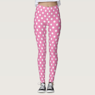 Leggings Patrón de lunares rosa y blanco