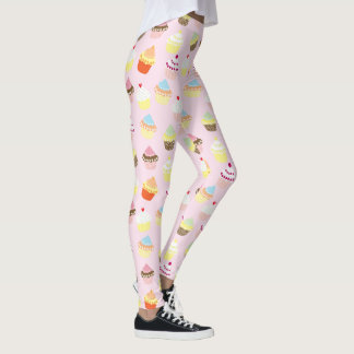 Leggings Patrón de magdalena rosa