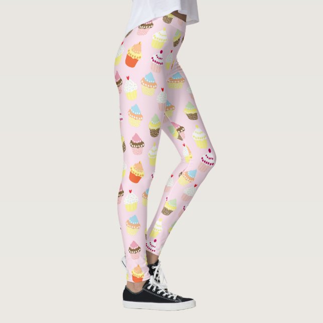 Leggings Patrón de magdalena rosa (Derecha)