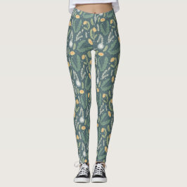 Leggings Patrón de maleza floral de Dandelion