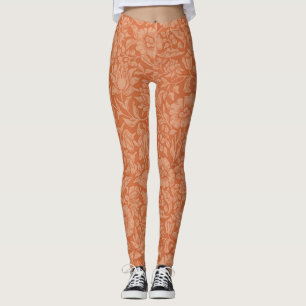 Leggings Patrón de Malva de William Morris: Floral Terracot