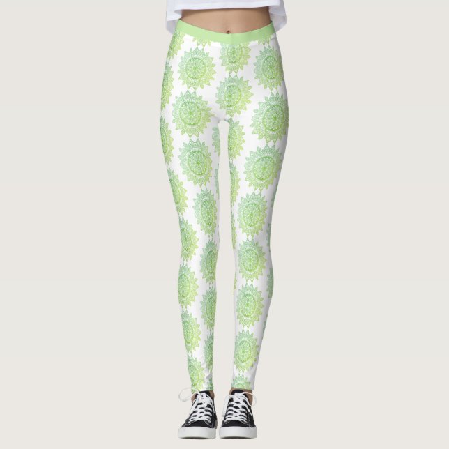 Leggings Patrón de manala de oro verde lindo Bonito elegant (Anverso)