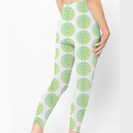Leggings Patrón de manala de oro verde lindo Bonito elegant