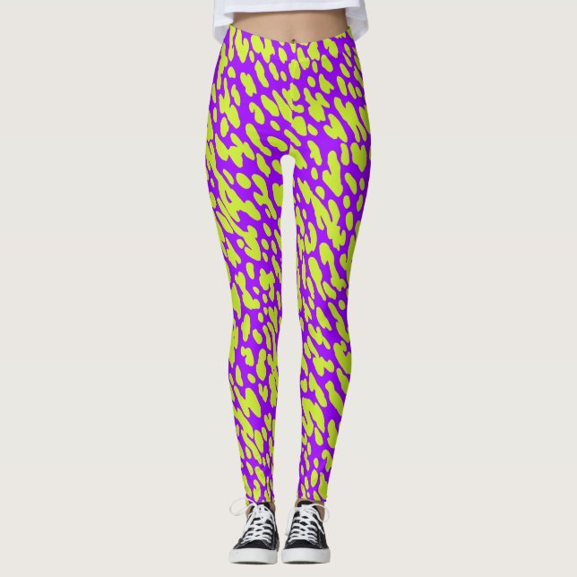 Leggings Patrón de mancha de impresión de animal púrpura y  (Anverso)